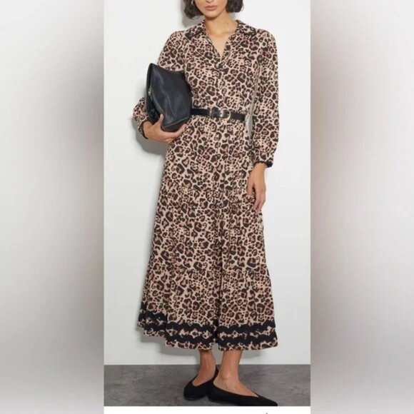 Monsoon Dresses & Skirts - Monsoon Lola leopard print maxi dress brown